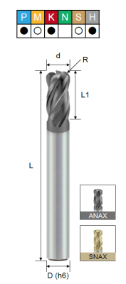 Фреза монолитная радиусная EHCLH40801010S PRTools — фото
