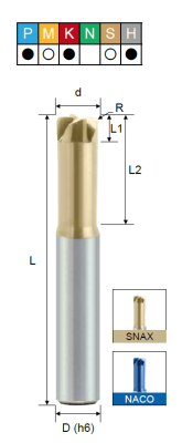 Фреза монолитная радиусная EHCUK40601015S PRTools — фото